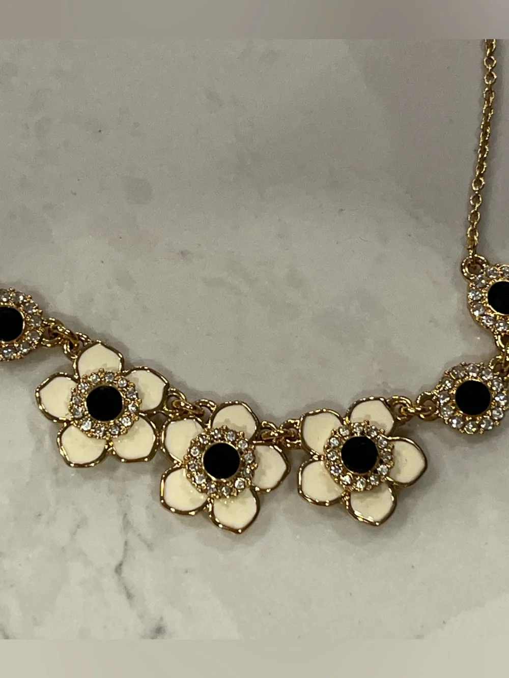 Kate spade Gold-tone Floral Statement Necklace with Black and Cream Accents